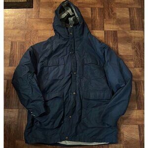 Vintage Woolrich Parka Jacket Mens XI Blue Wool Lined Hooded Made in USA Coat